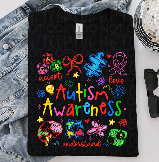 Autism Awareness Coquette Doodles