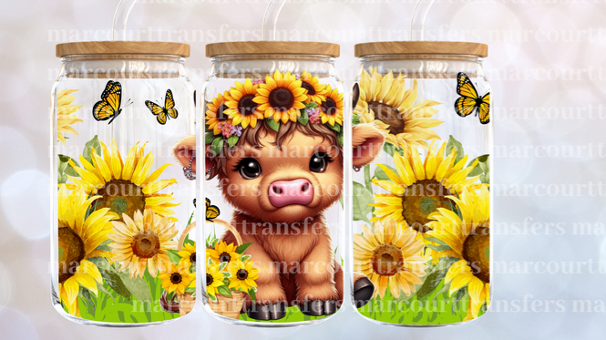 Highland Cow w/ Sunflowers Cup