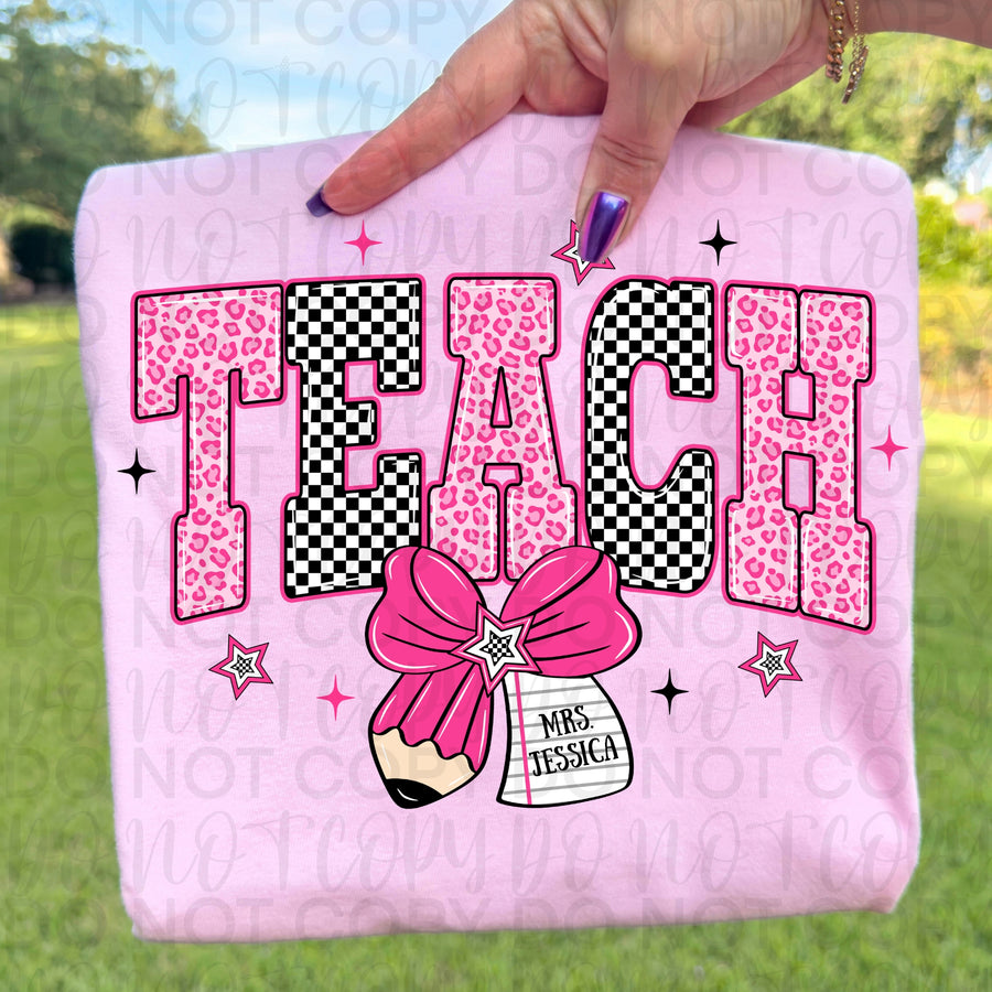 Teach Pink/White Checkered