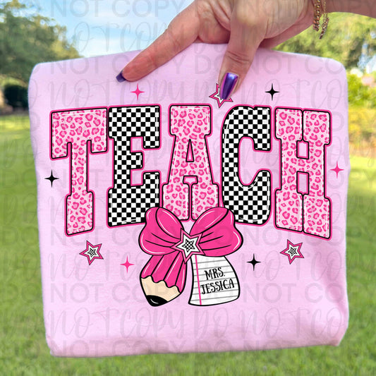 Teach Pink/White Checkered