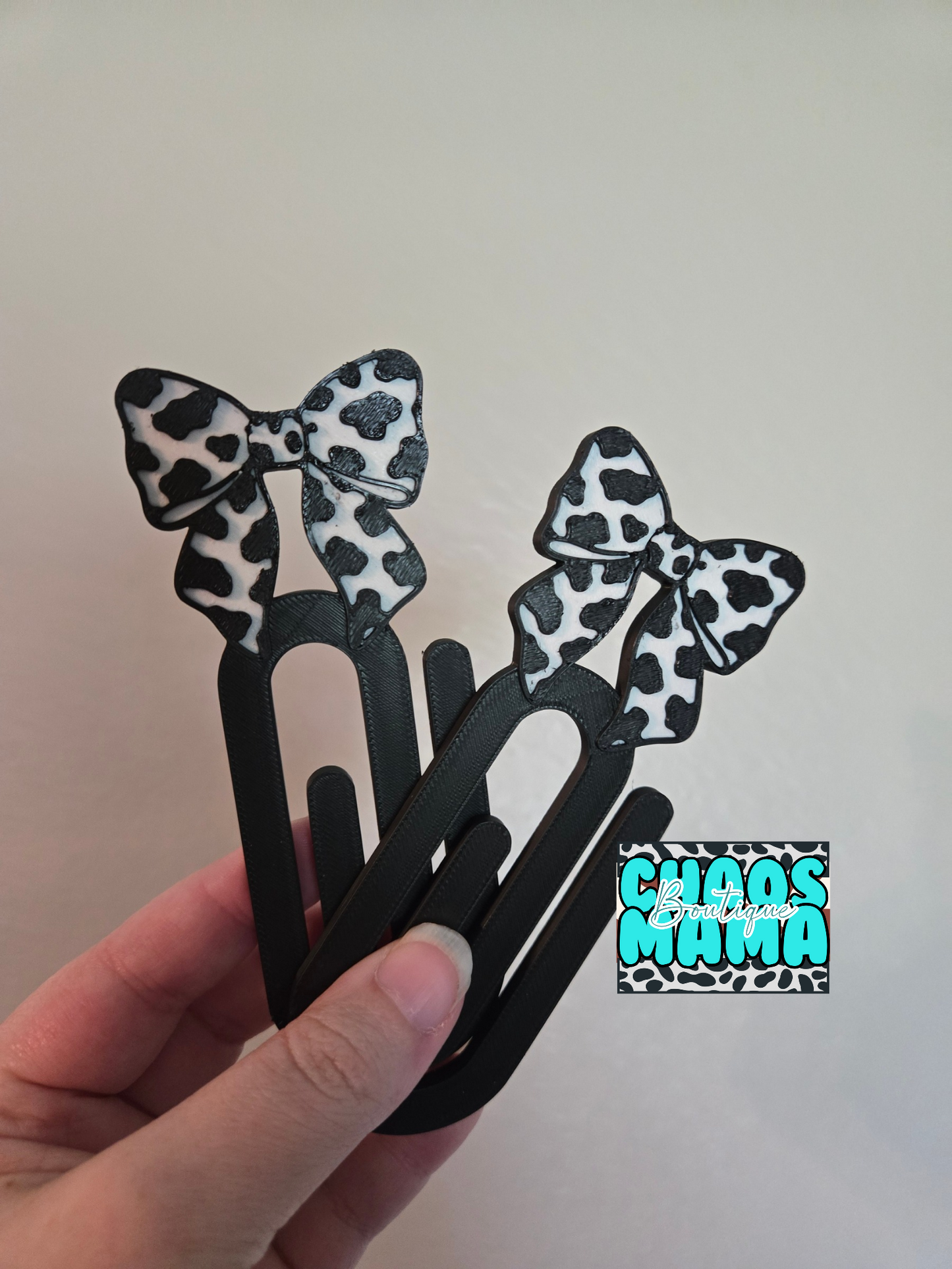 Cow Print Bow Paper Clips